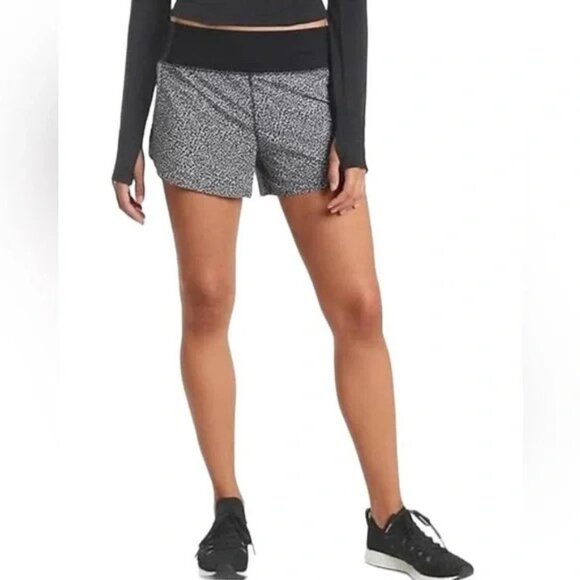 Athleta Women's Run With It 3"‎ Shorts Black White Size Large - Picture 1 of 6